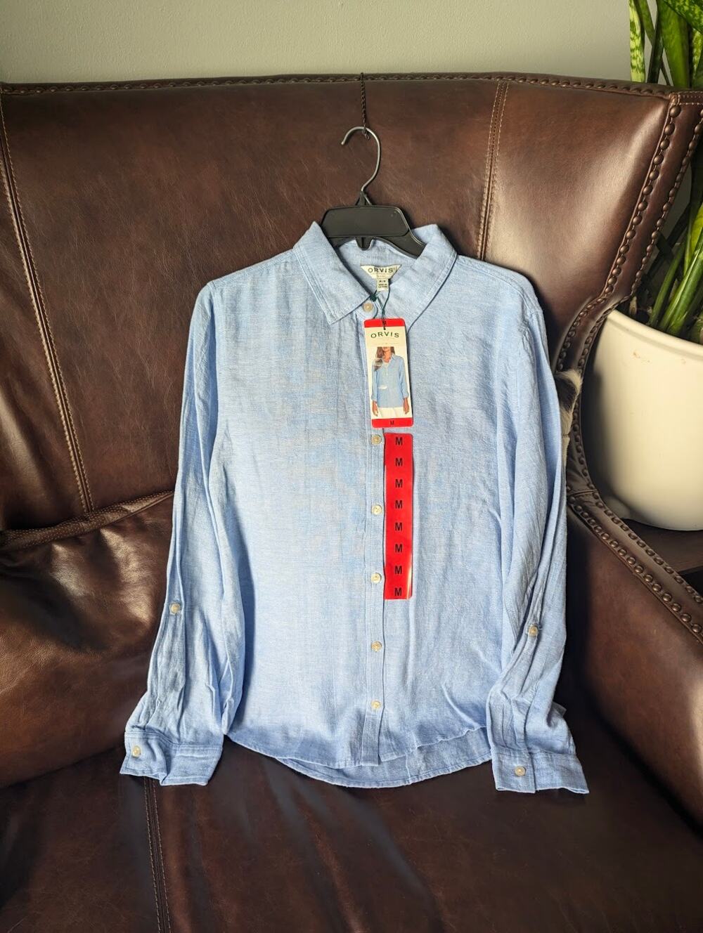 Orvis Blue Long Sleeve Button Up Shirt Womens Size Medium New
